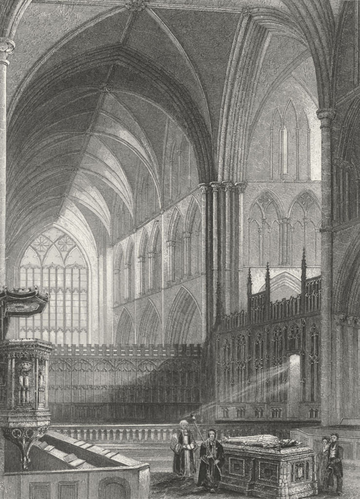 WORCS. Worcester, Cathedral, choir c1850 old antique vintage print picture